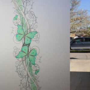 Butterflies & Vines on Frosted – Green