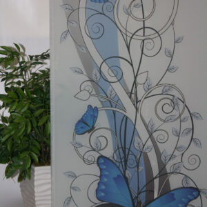 Butterflies & Vines on Frosted – Blue